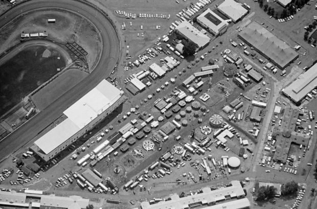 Yellowstone Exhibition fairgrounds from above, 1975